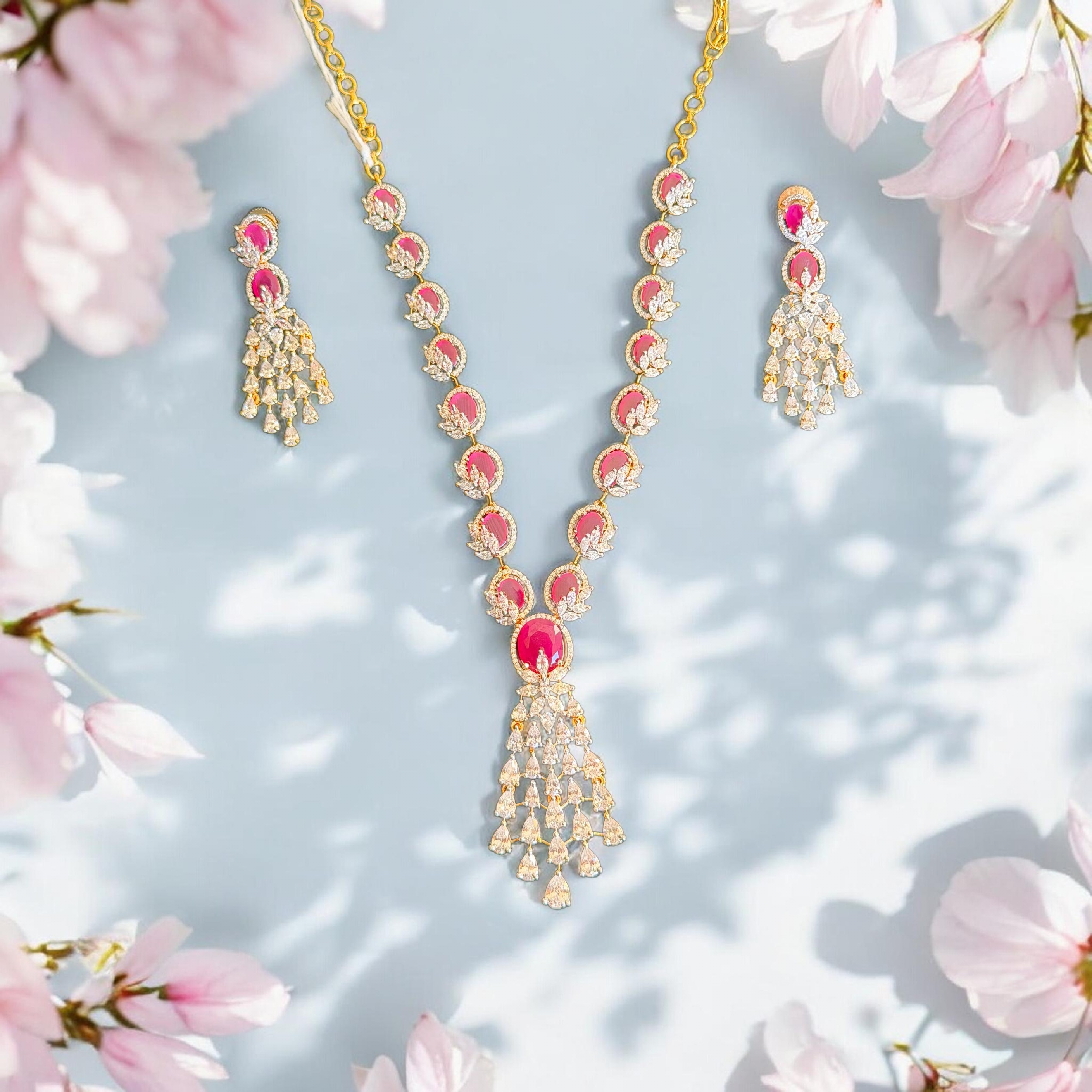 Ruby cz diamond necklace