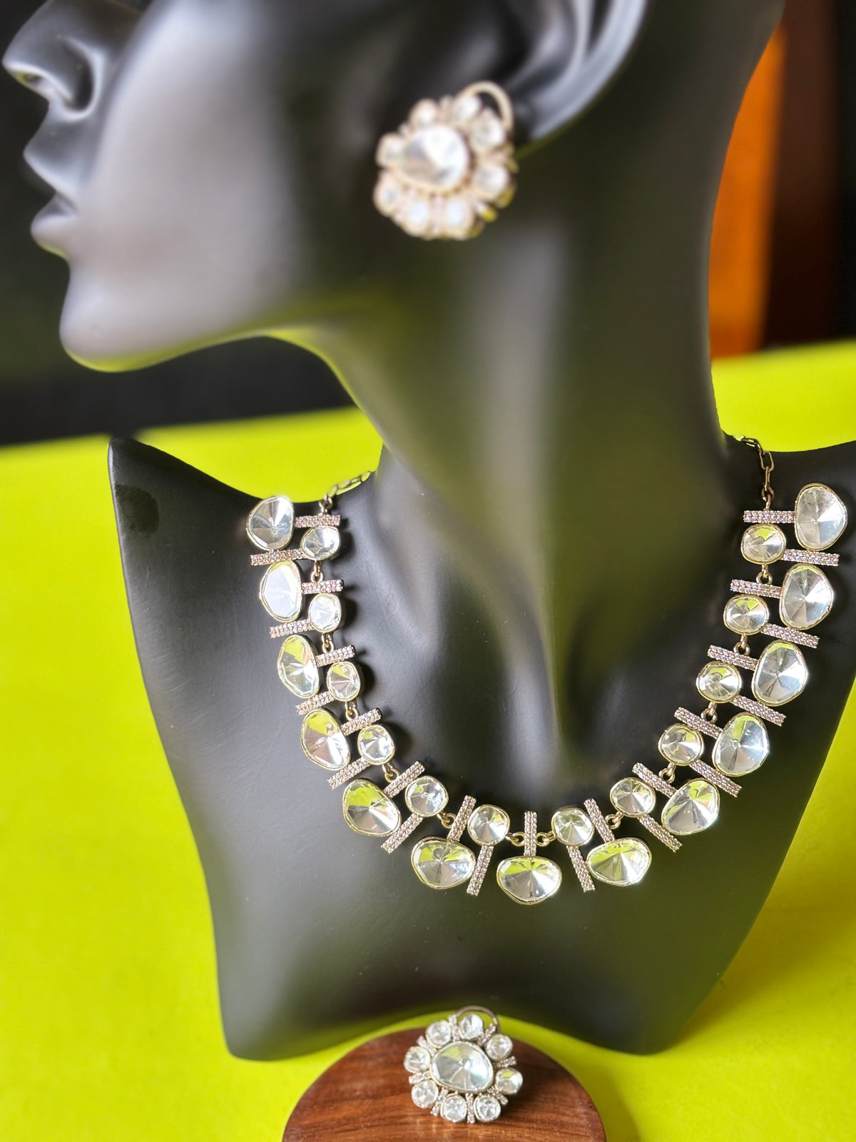 Moissanite Choker cum Necklace with Studs