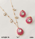 Chain Gold with Pink & White Drops Set - PD-78