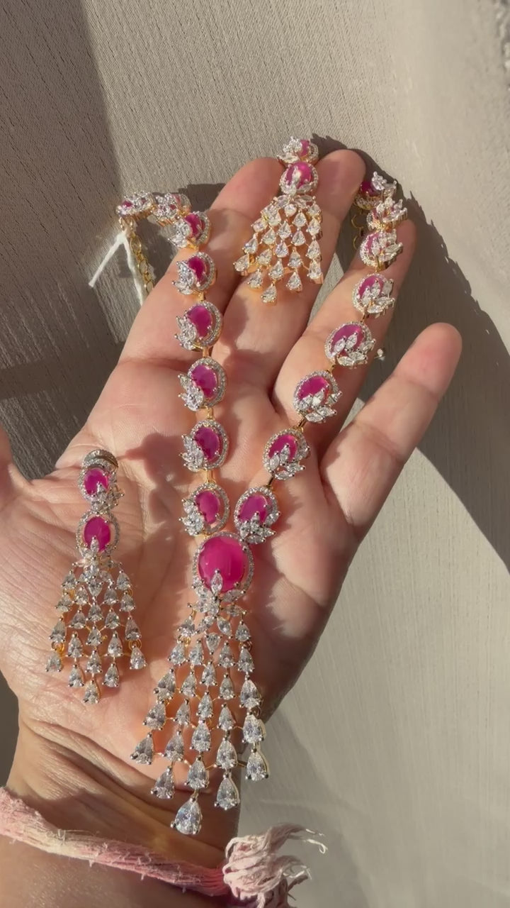 Ruby cz diamond necklace